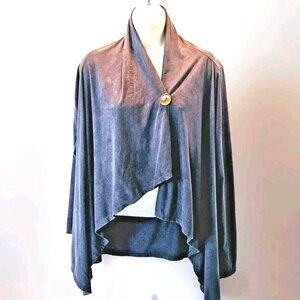 Bobeau Size S One-Button Knit Wrap Cardigan Gray Long Sleeve Women's